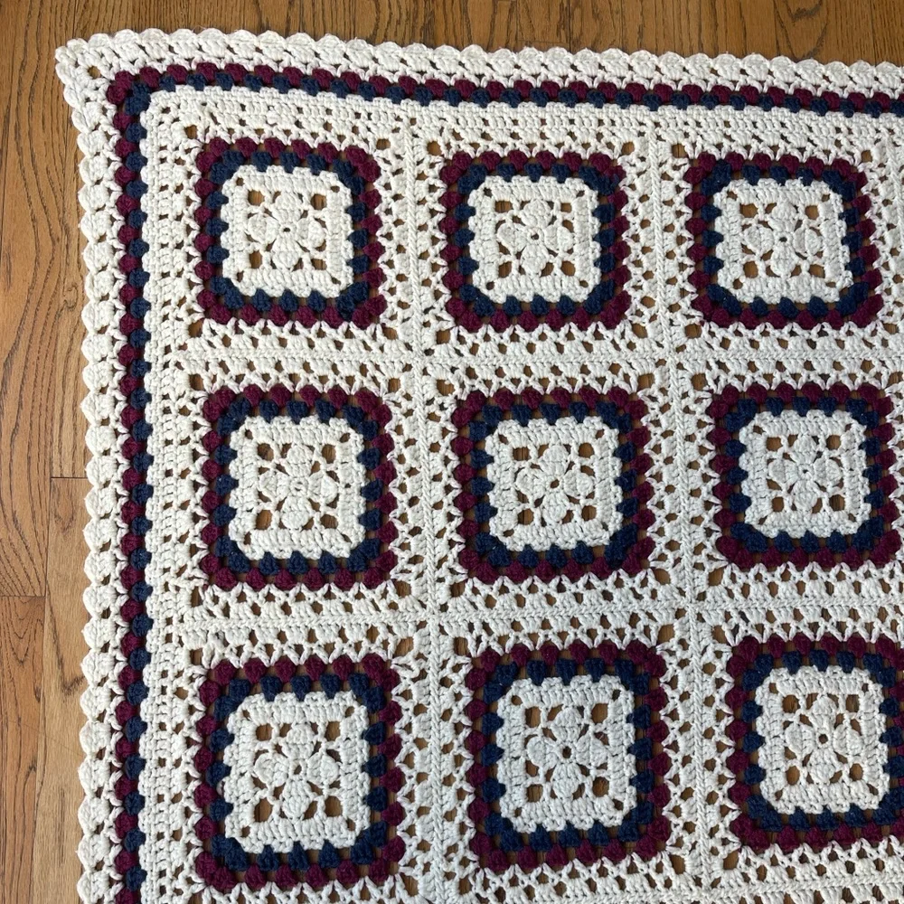 Handmade Large Granny Square Afghan Blanket 58 x 81